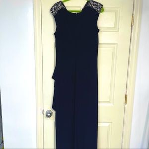 Navy Floor/Ankle Length Formal Dress